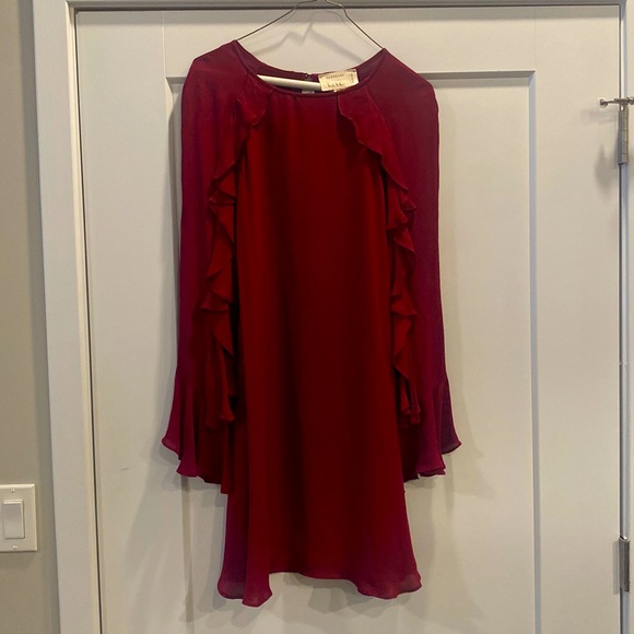 Nicole Miller Artelier Mini Dress - Wine, Burgundy, Silk —  Cocktail Dress - Picture 2 of 5